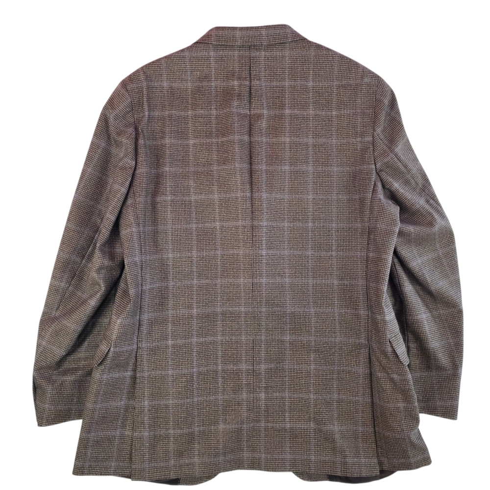 Peter Millar Loro Piana Four Seasons Wool Blazer Brown Blue Plaid Unlined 44R - Picture 5 of 8